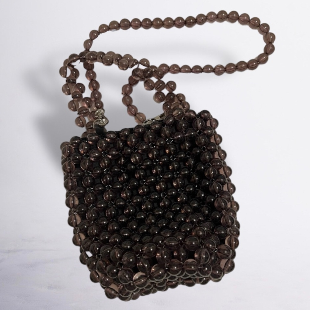 Zara Brown Beaded Shoulder Bag
